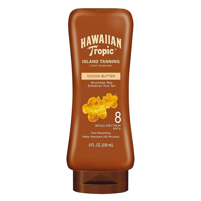 Hawaiian Tropic Island Tanning Reef Friendly Lotion Sunscreen with Cocoa Butter, SPF 8, Coconut, ... | Amazon (US)
