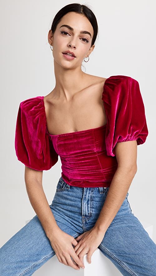 Reformation Luka Velvet Top | SHOPBOP | Shopbop