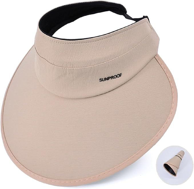 Sun Visor Hats Women Large Brim Summer UV Protection Beach Cap | Amazon (US)