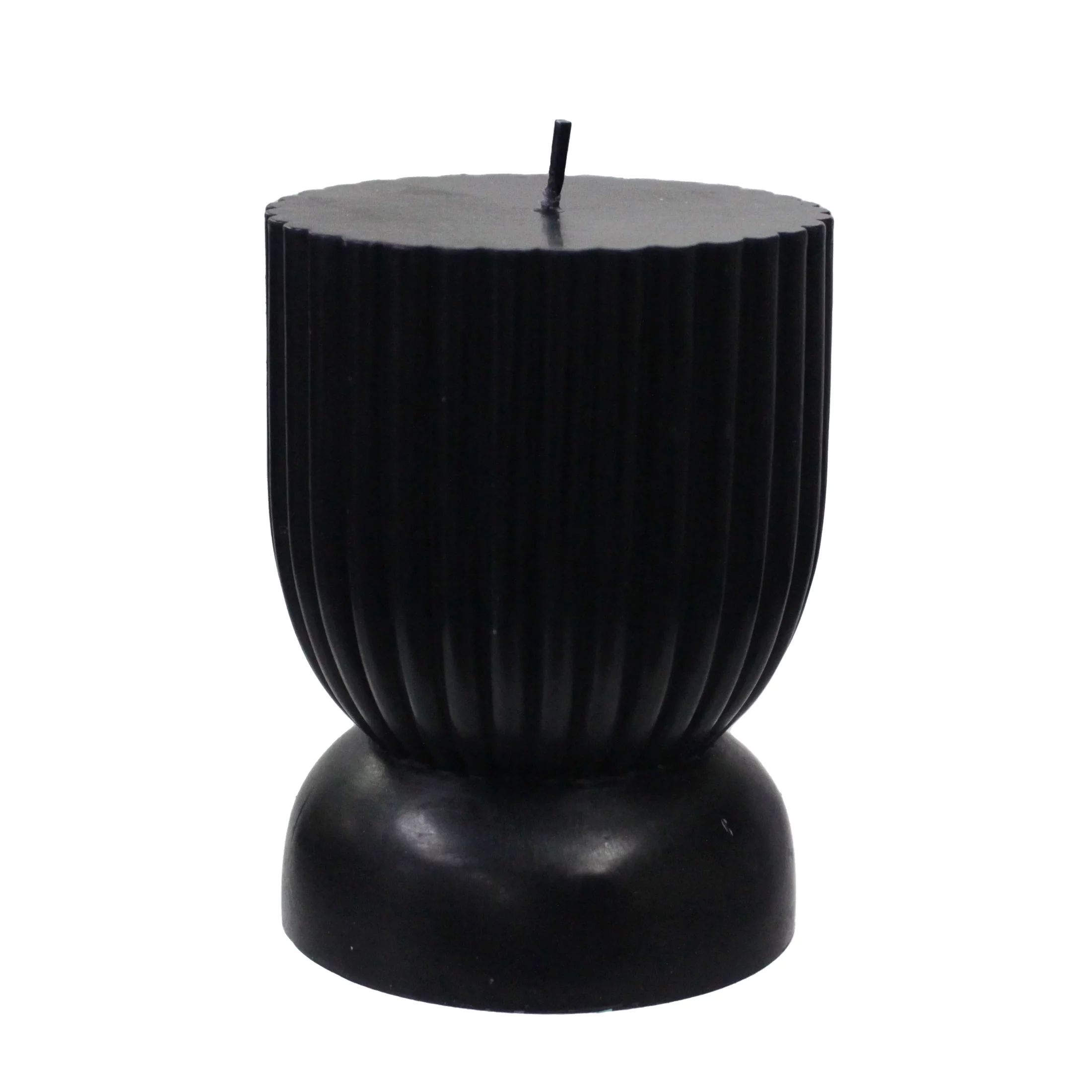 Better Homes & Gardens Unscented Ribbed Pillar Candle, 3x4 inches, Black | Walmart (US)