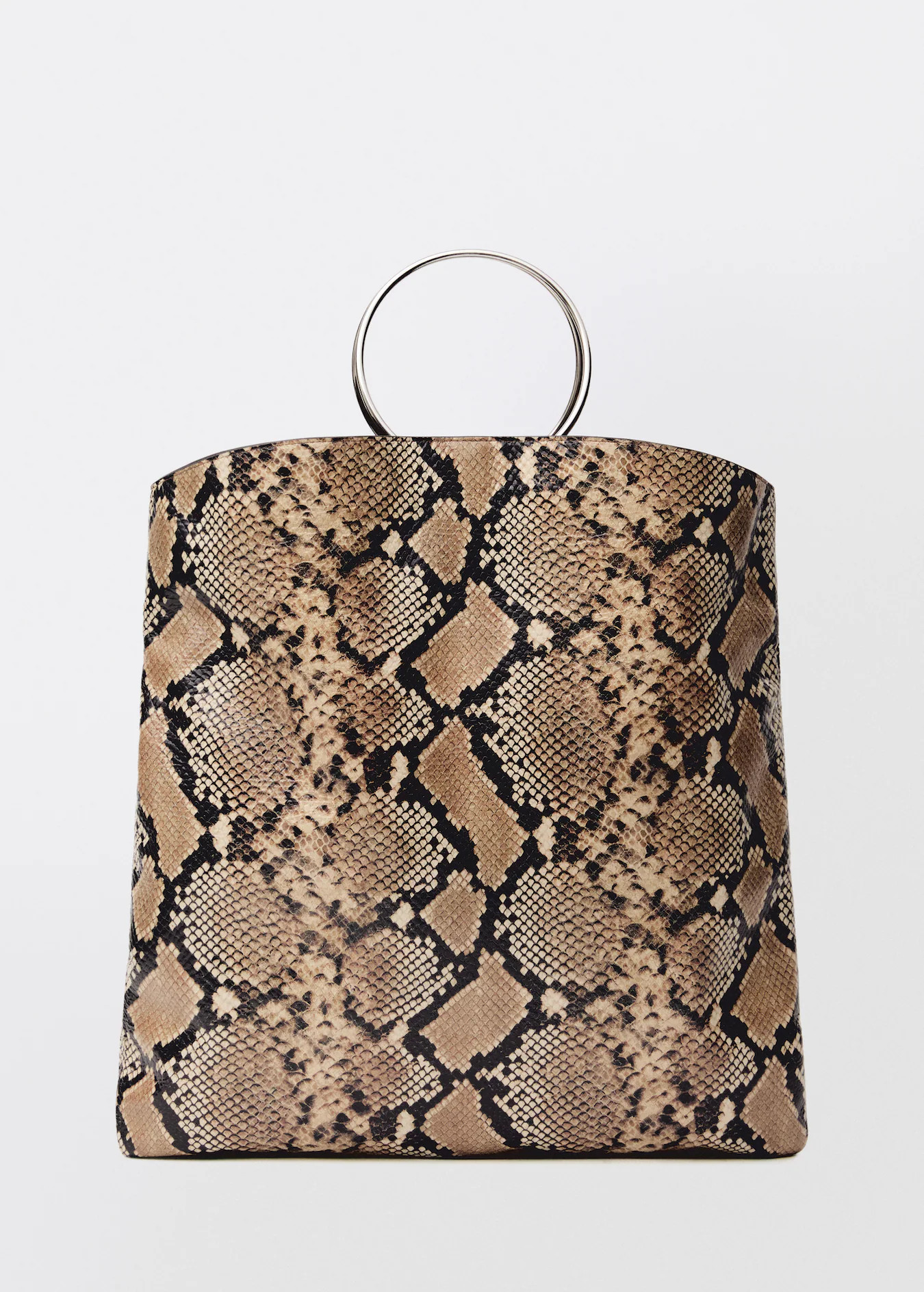 Animal-print leather bag with metal handle - Women | MANGO United Kingdom | MANGO (UK)