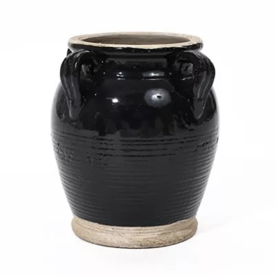 LuxenHome Black Jug Round Terracotta Vase with Two Handles | Tractor Supply