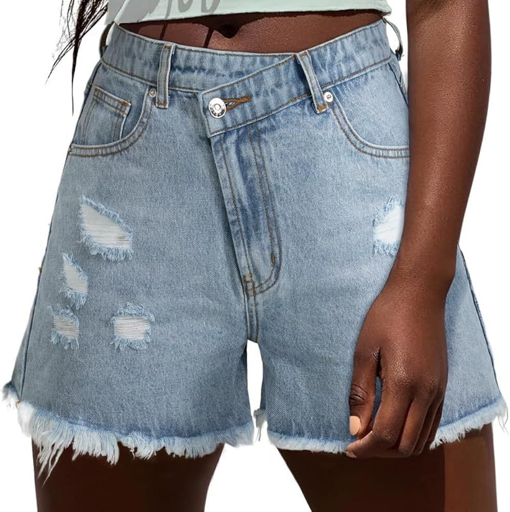 Genleck Womens Crossover Jean Shorts - Denim Shorts | Amazon (US)