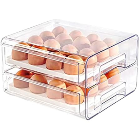 XBY-US 32 Grid Large Capacity Egg Holder for Refrigerator, Double Layer Drawer Type, Multi-Functi... | Amazon (US)
