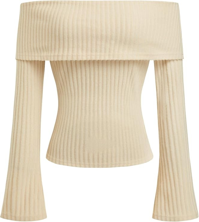 CIDER Off The Shoulder Tops for Women Long Sleeve Going Out Y2K Tops Knit Pullover Fall Outfits T... | Amazon (US)