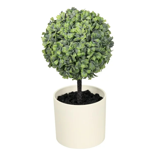 Mainstays 10" Artificial Boxwood Plant in Cream Pot | Walmart (US)