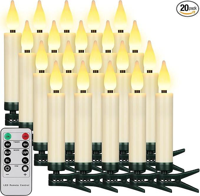 FREEPOWER Christmas Tree Taper Candles with Removable Clips Flameless Electric Fake Candles with ... | Amazon (US)
