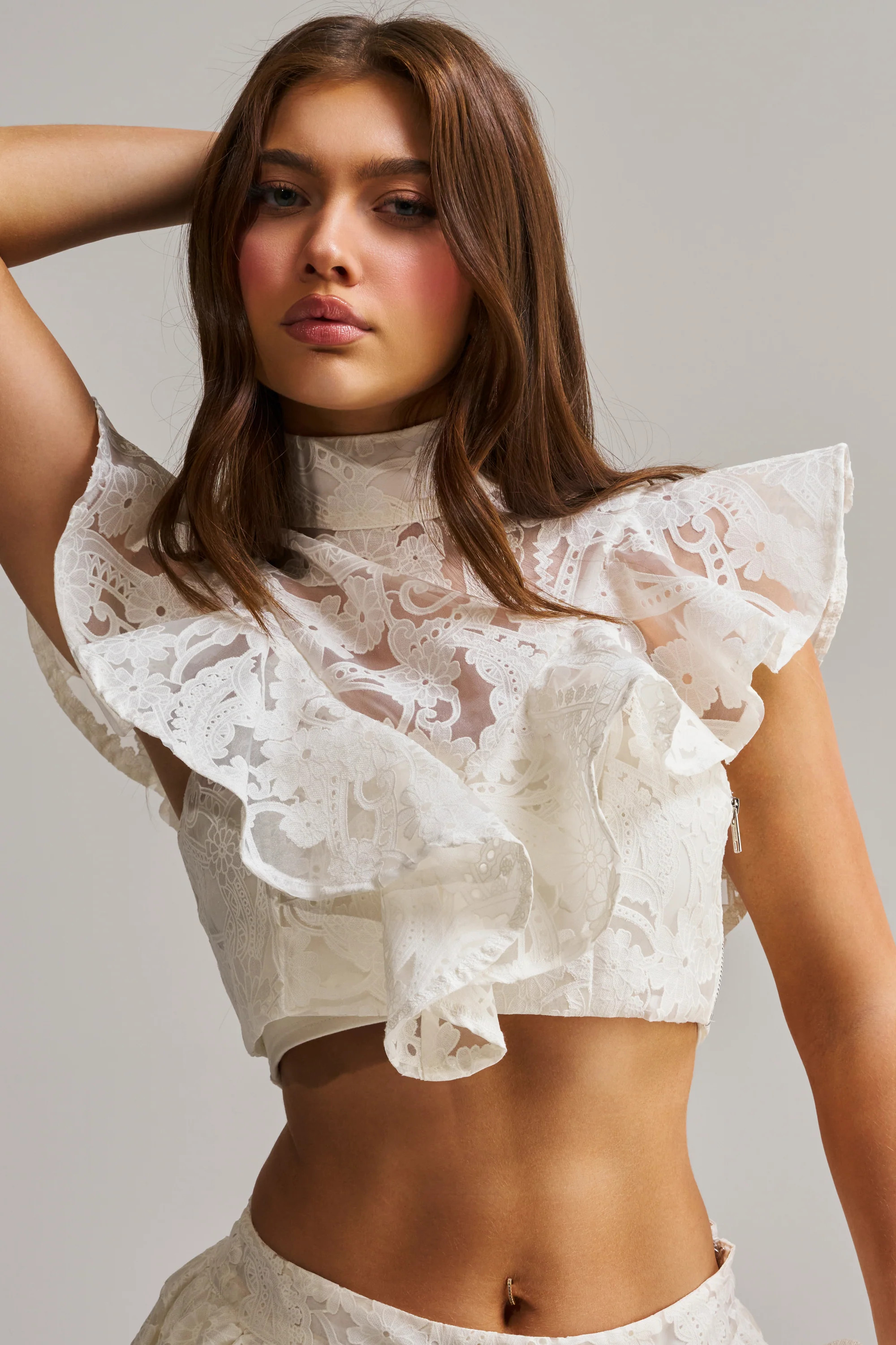 EMMA EMBROIDERED CROPPED BLOUSE | AKIRA