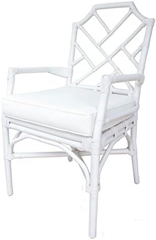 New Pacific Direct Kara Rattan Arm Dining Chairs, White | Amazon (US)