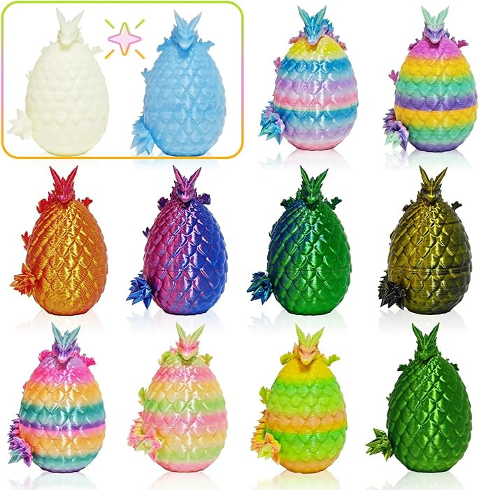 12PCS 3D Printed Easter Eggs with Dragons Inside, Easter Surprise Dragon Eggs, 3D Printed Animals... | Amazon (US)