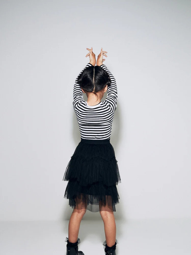 Buy Black/White Stripe Long Sleeve Ribbed Top (3-16yrs) from Next USA | Next US