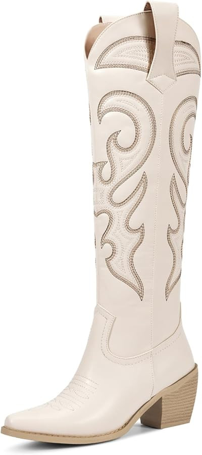 wetkiss Cowboy Boots for Women Knee High, Cowgirl Boots Women - Zipper Convenience, Comfort Fashi... | Amazon (US)