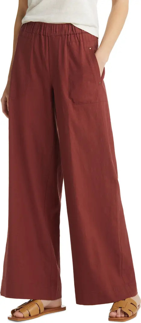 High Waist Wide Leg Linen Blend Pants | Nordstrom