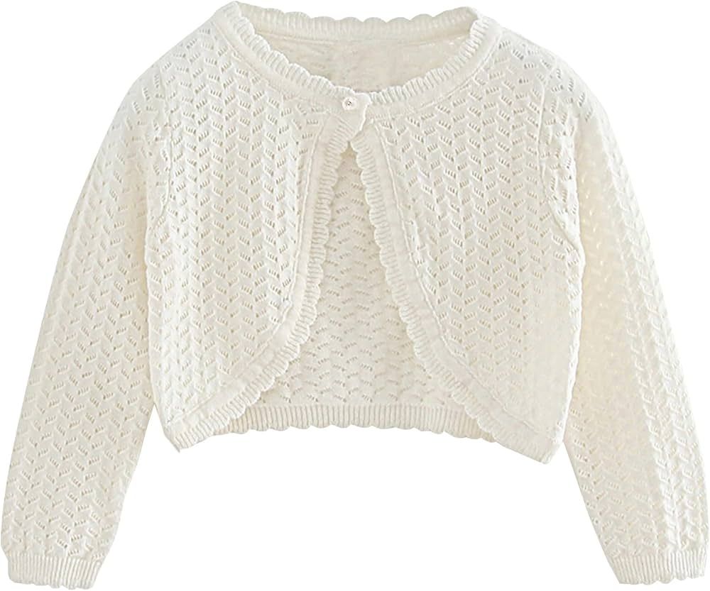 Miccina Toddler Girls Cardigan Sweater Bolero Shrug Baby Kids Long Sleeve Cropped Dress Up Button... | Amazon (US)