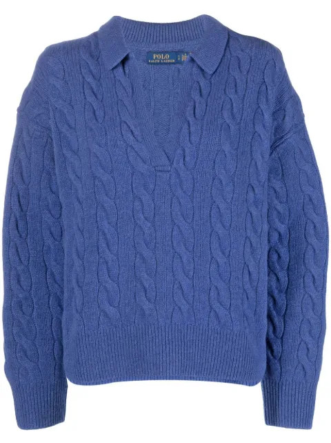 Polo Ralph Lauren cable-knit polo-collar Jumper - Farfetch | Farfetch Global