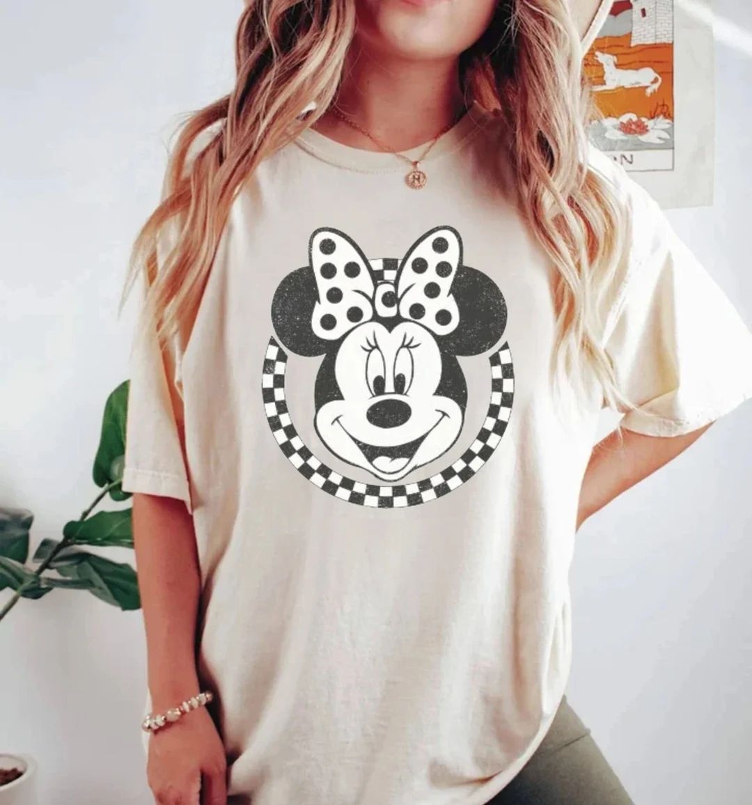 Checkered Mickey Minnie Comfort Colors® Shirt, Vintage Mickey Minnie Shirt, Retro Disney Couple ... | Etsy (US)