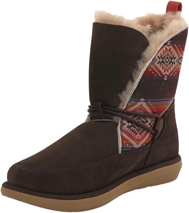 Pendleton Women's Tie-Back Shearling Lined Winter Snow Boot, Suede Sheepskin Non-Skid Ice Anti-Sl... | Amazon (US)