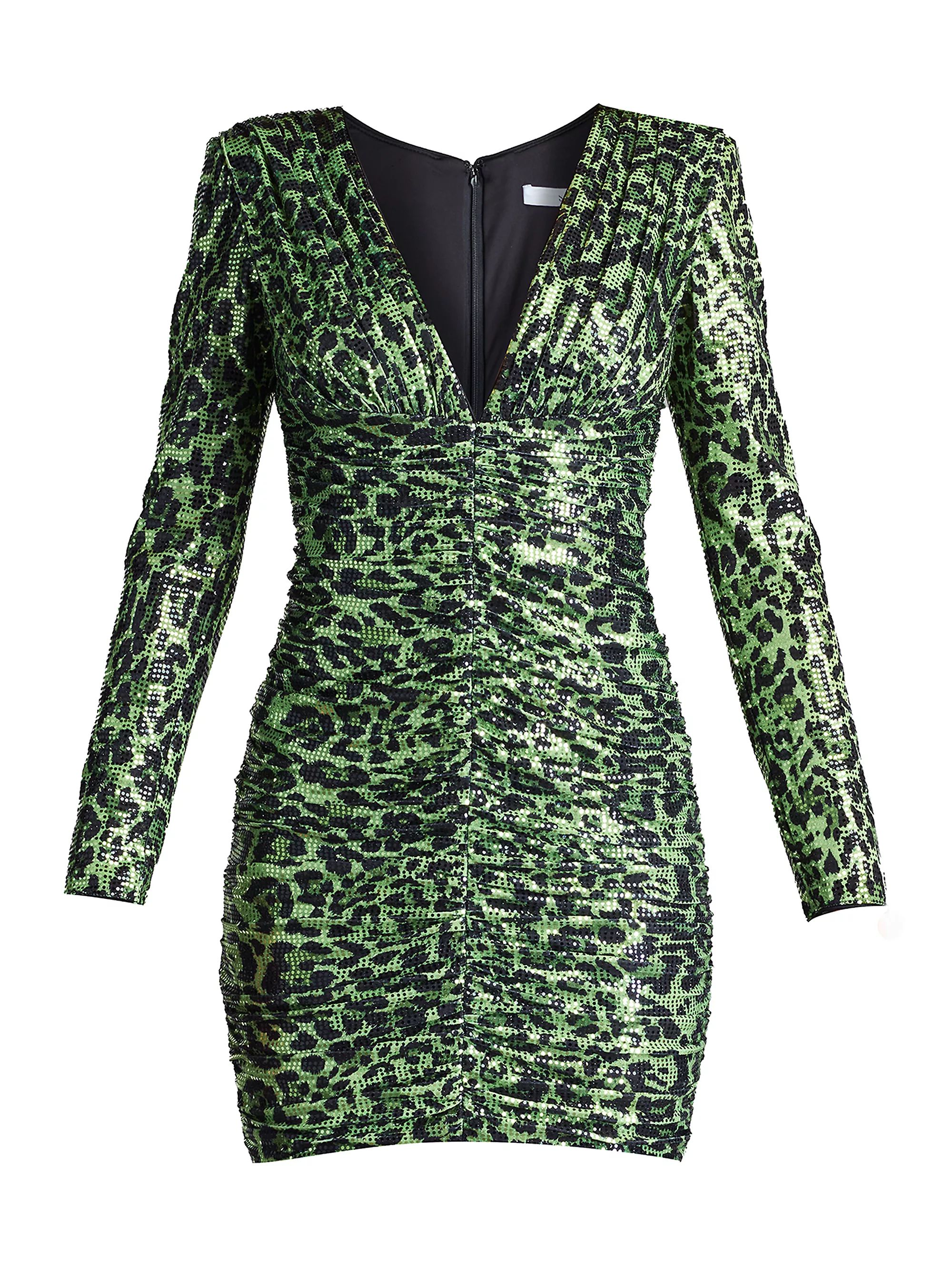 Leopard-Print Sequined Shirred Minidress | Saks Fifth Avenue