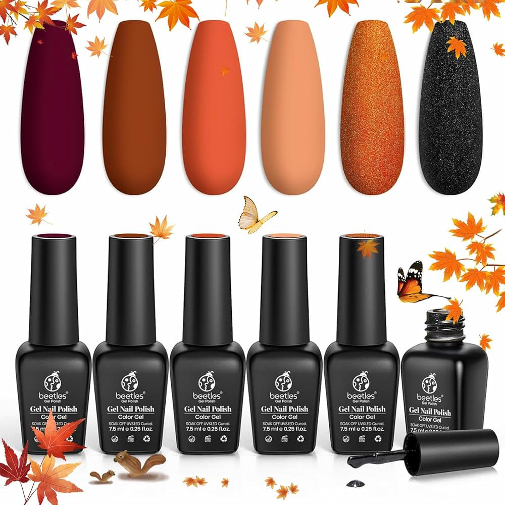 beetles Gel Nail Polish Set 6 Fall Colors Gel Nail Polish Red Orange Glitter wedding Collection P... | Amazon (US)