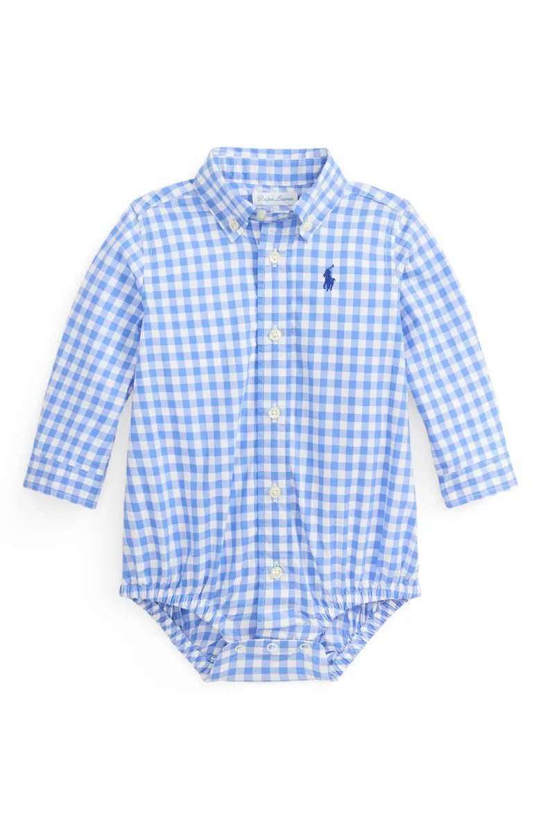 Check Cotton Poplin Bodysuit | Nordstrom