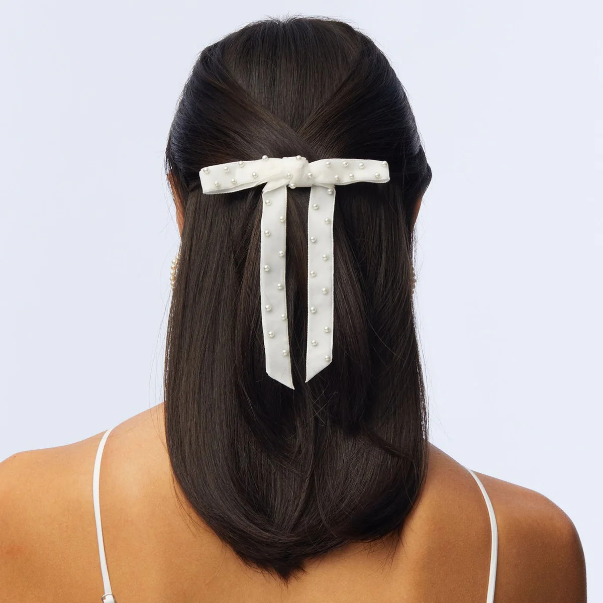 IVORY BARDOT PEARL EMBELLISHED BOW BARRETTE | LELE SADOUGHI