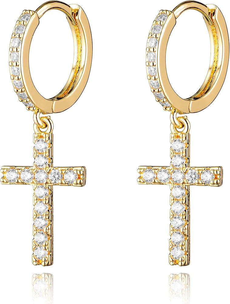 LAVLA Gold Small Hoop Earrings With Charms | Cubic Zirconia Hoop Earrings for Women Teen Girls (15mm | Amazon (US)