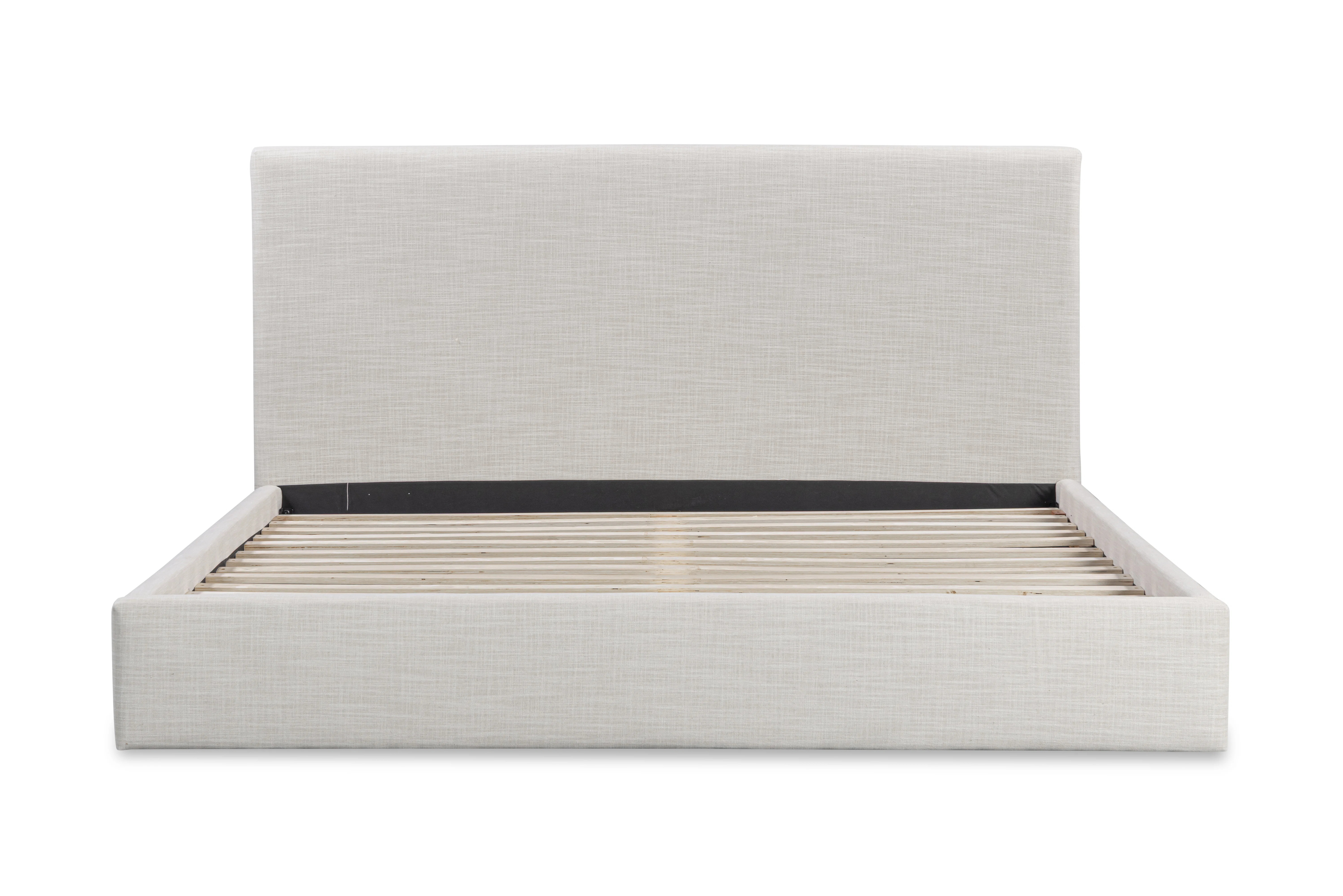NORDIC UPHOLSTERED QUEEN BED WHITE LINEN BLACK | Wayfair North America