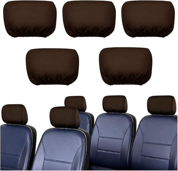 Car Seat Headrest Cover, 5PCS Soft Breathable Flexible Fabric Vehicles Head Rest Protector, Washa... | Amazon (US)