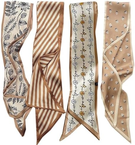 WENLOOY 4 Pack Purse Scarf Bags for Women Handbag Scarfs Band Lightweight Skinny Hair Neck Access... | Amazon (US)