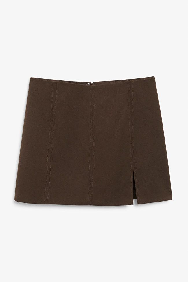 Classic brown panel mini skirt | Monki