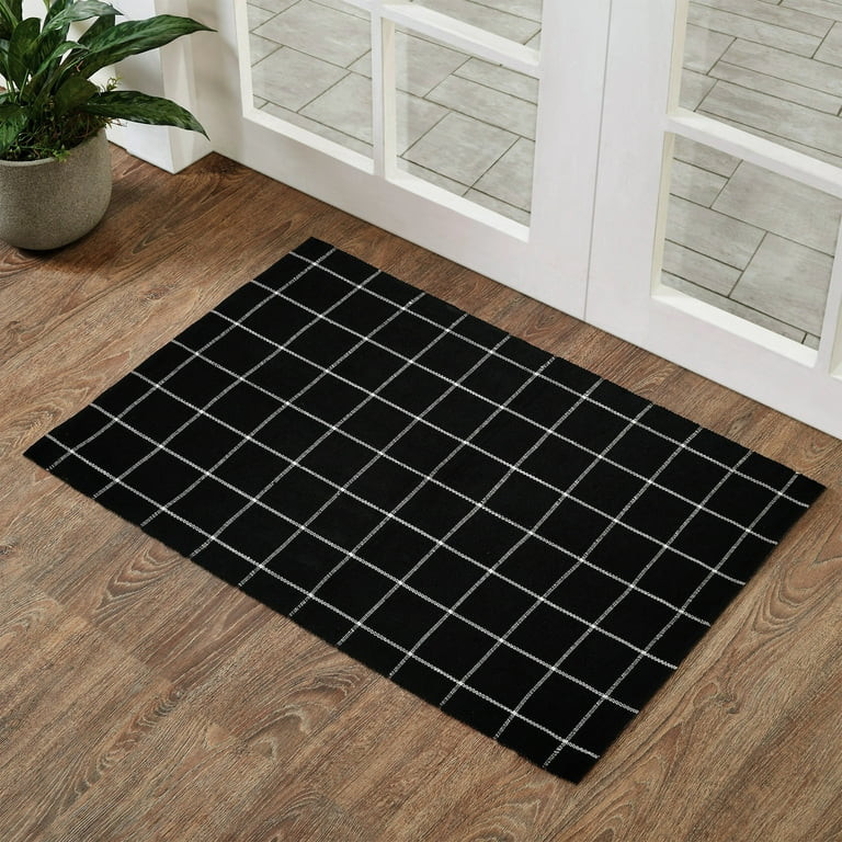 My Texas House Windowpane Black Layering Indoor/Outdoor Area Rug, 38" x 58" | Walmart (US)