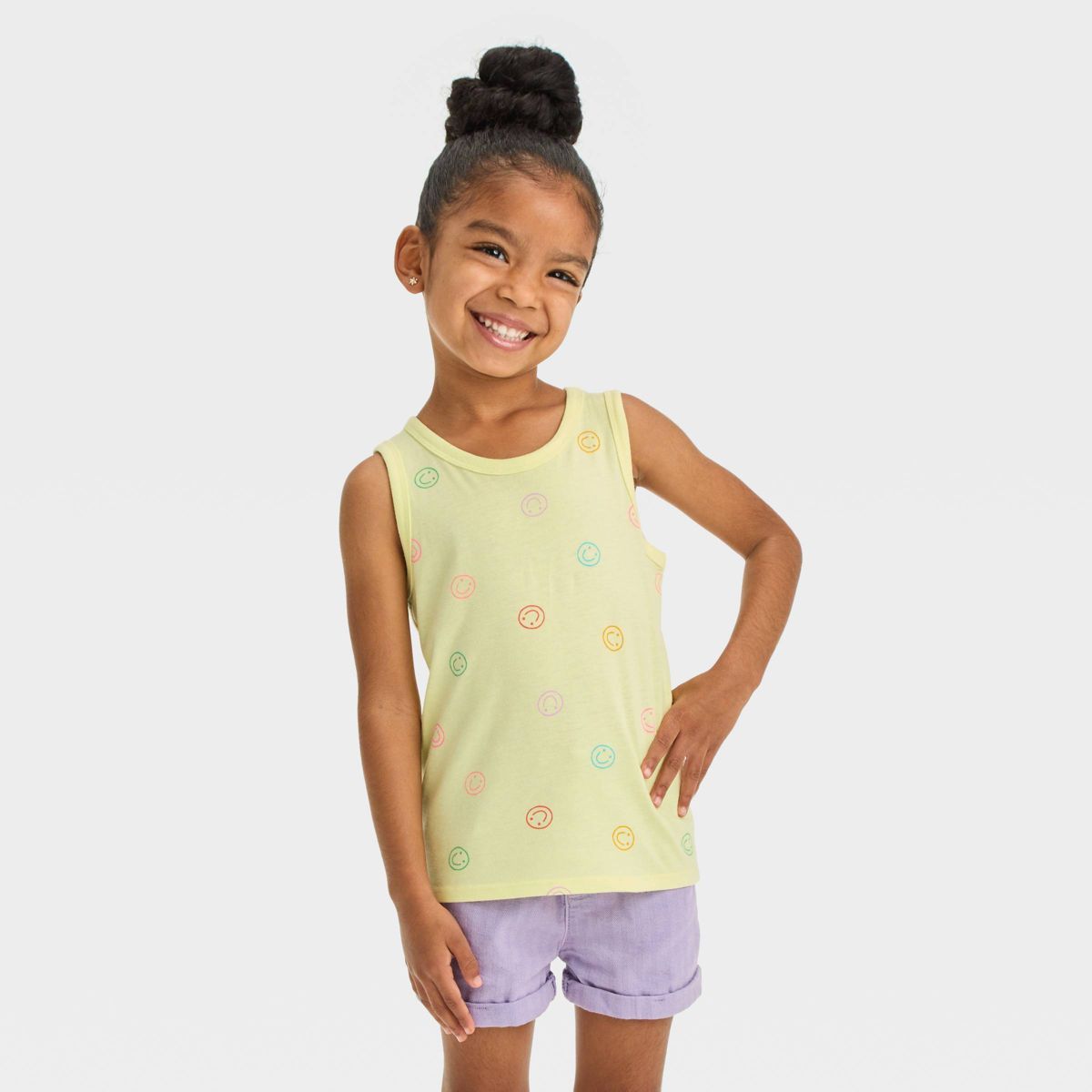 Toddler Girls' Smiles Tank Top - Cat & Jack™ Light Yellow | Target
