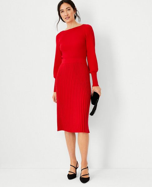 Pearlized Button Cuff Sweater Dress | Ann Taylor (US)