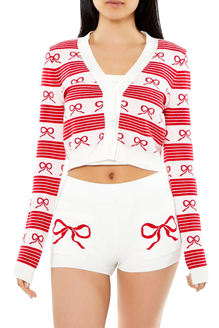Striped Bow Cardigan Sweater | Forever 21