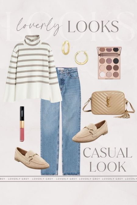 Loverly Grey casual outfit idea. I love this striped turtleneck and Abercrombie jeans. 

#LTKbeauty #LTKSeasonal #LTKstyletip