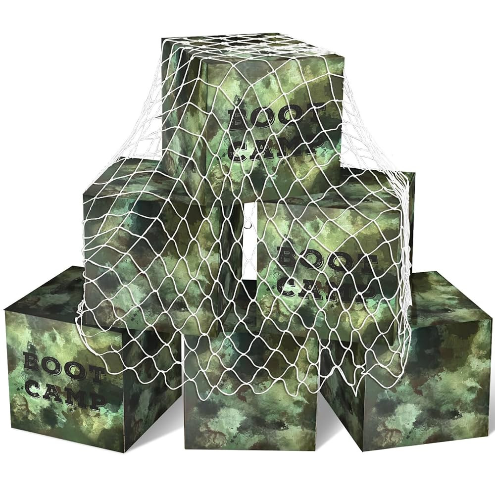 7 Pcs Camo Boxes Decor Camo Army Birthday Party Decorations Camouflage Photo Booth Props Includin... | Amazon (US)