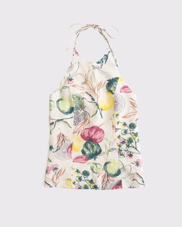 Premium Linen Halter Top | Abercrombie & Fitch (US)