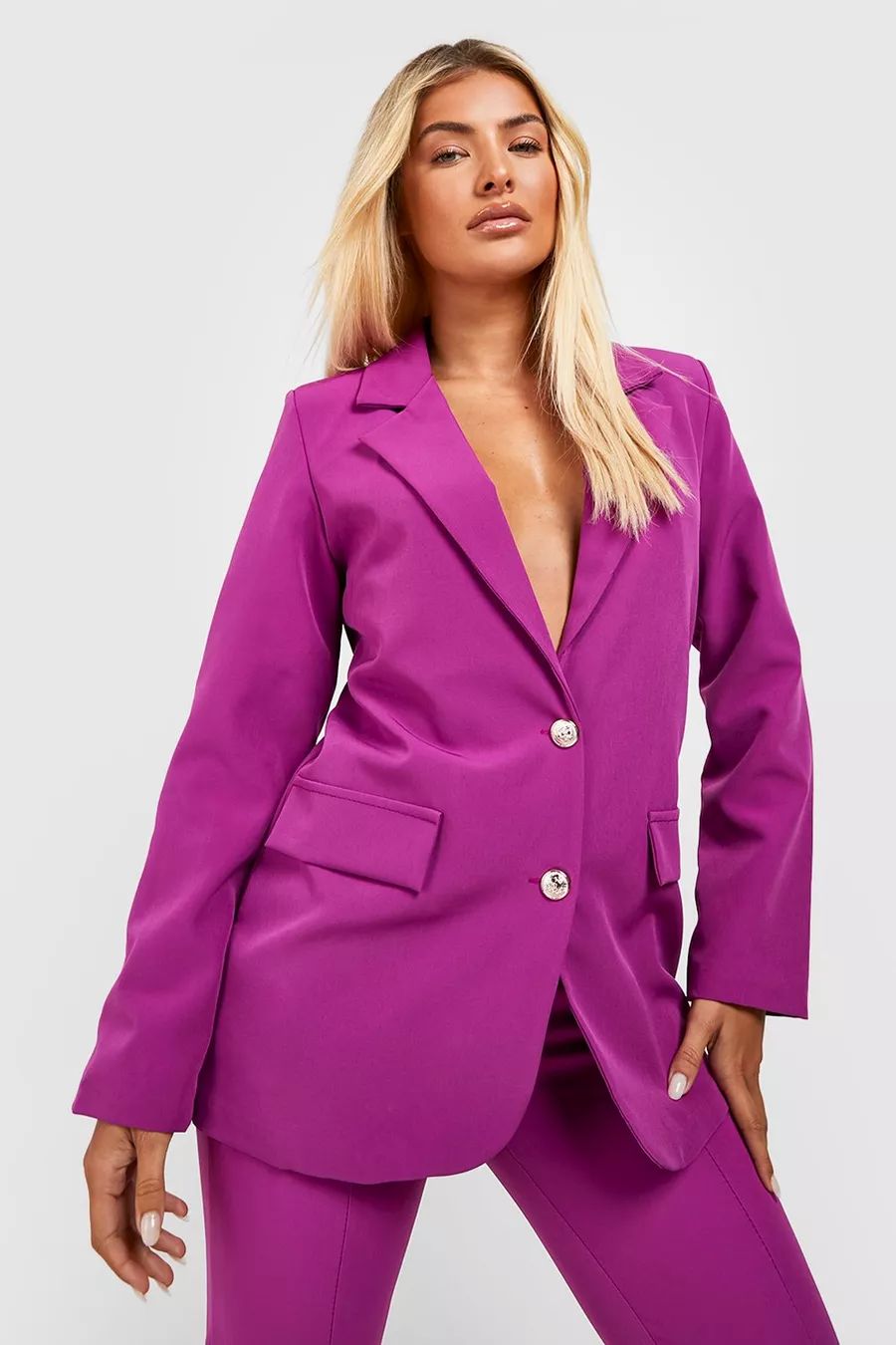 Gold Button Detail Fitted Tailored Blazer | Boohoo.com (US & CA)