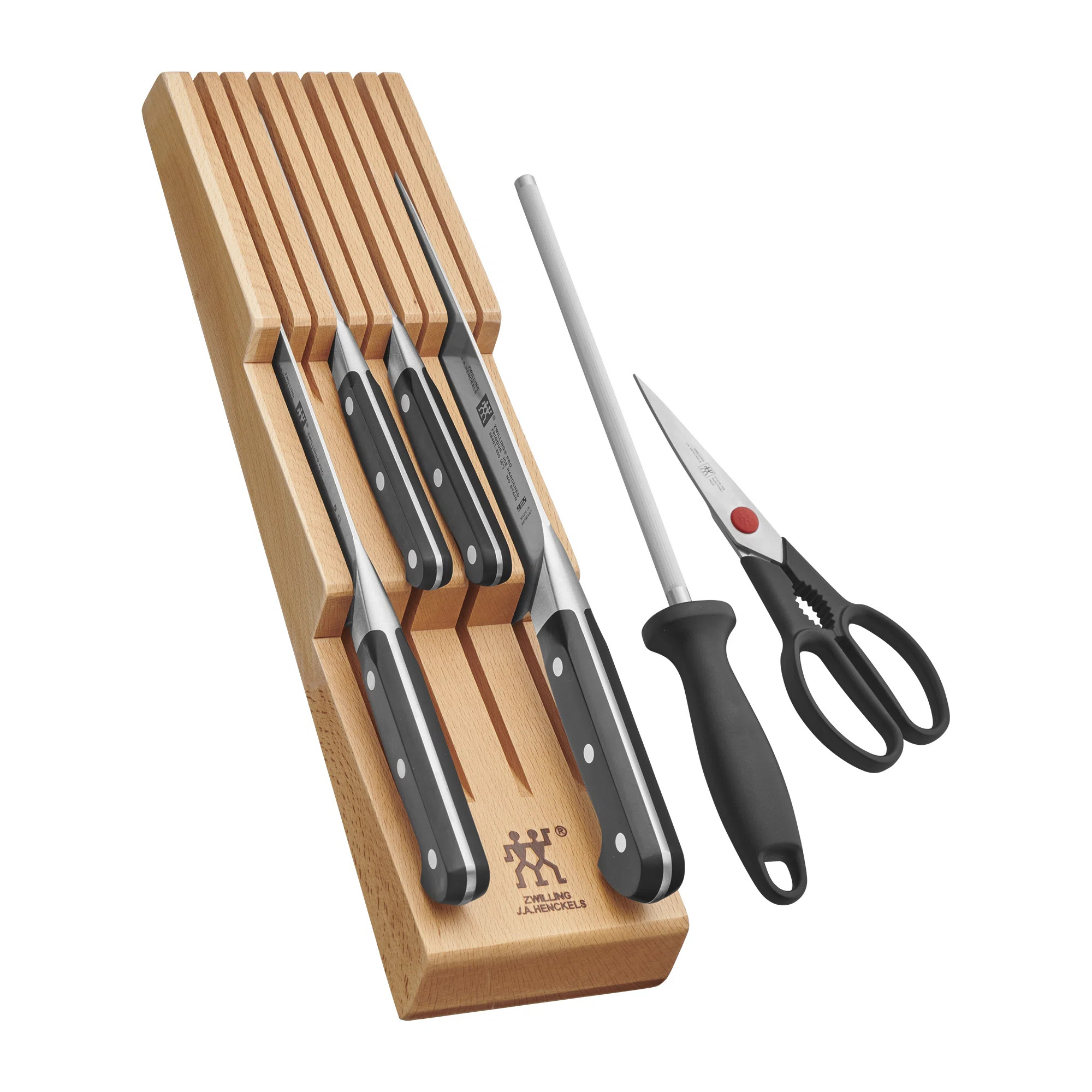 ZWILLING Pro 7-Piece Knife Block Set with In-Drawer Knife Tray | Wayfair North America