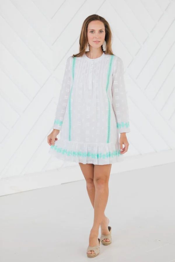 Embroidered Long Sleeve Dress White or Sky | Sail to Sable