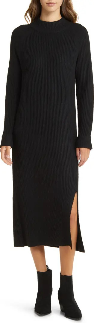 Mock Neck Long Sleeve Ribbed Sweater Dress | Nordstrom