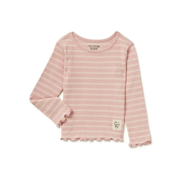 easy-peasy Baby and Toddler Girls Long Sleeve Lettuce Edge Top, Sizes 12 Months-5T - Walmart.com | Walmart (US)