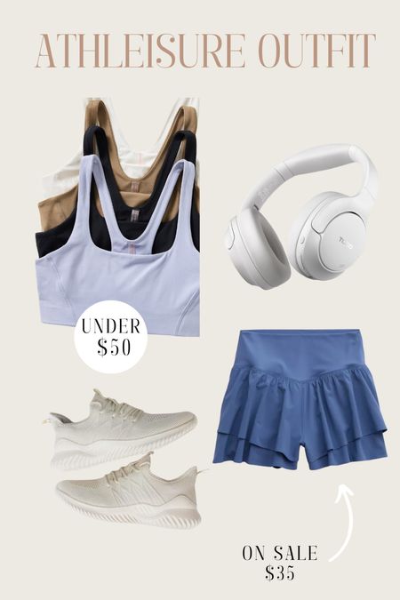 Running outfit 🏃🏼‍♀️ 

Square neck sports bra- comes in 16 colors and under $50
Flirty short on sale at Aerie- so comfy and flattering! 
My favorite sneakers from Amazon 
Linked similar over the ear headphones

#LTKStyleTip #LTKActive #LTKFindsUnder100