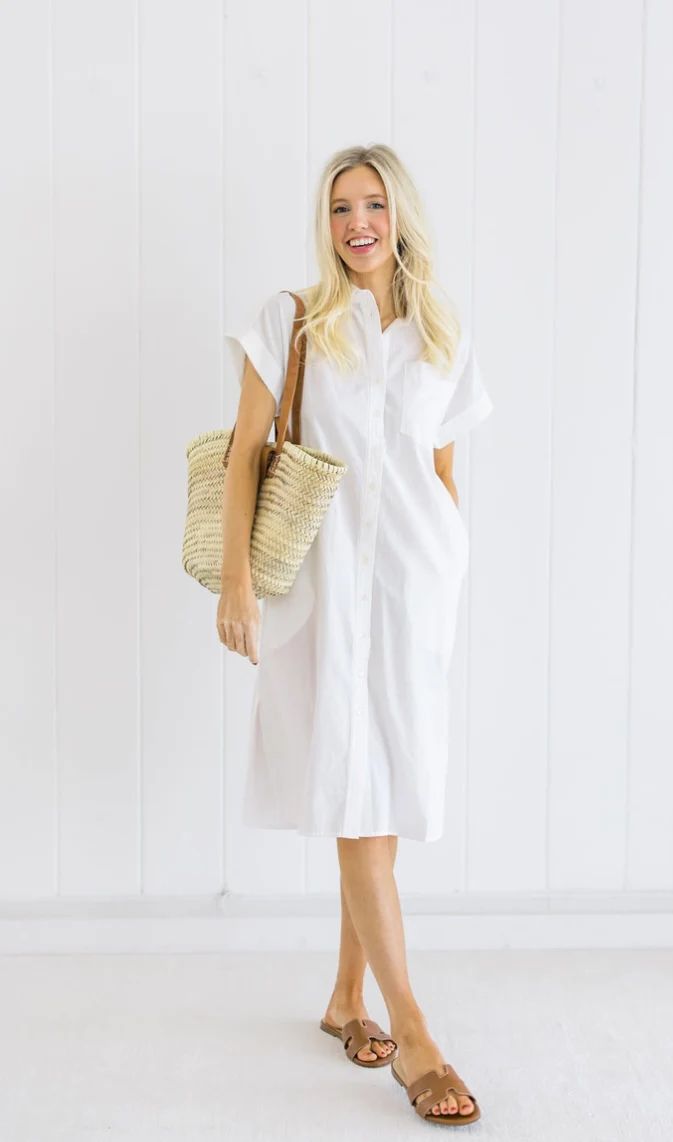 Blake Long Utility Dress - White | navyBLEU LLC