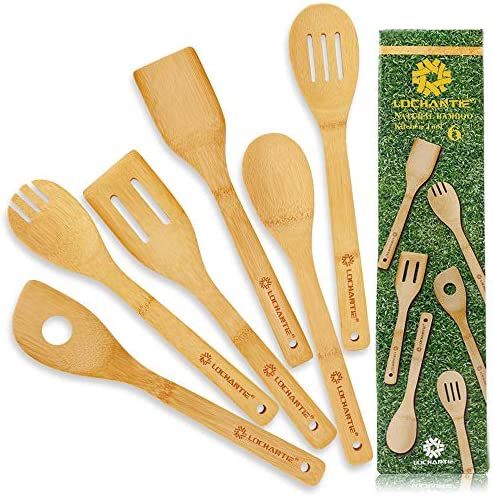 Kitchen Utensil Set Wooden Spoons - 6 pcs Bamboo Wooden Spoons & Spatula Cooking Utensils | Amazon (US)