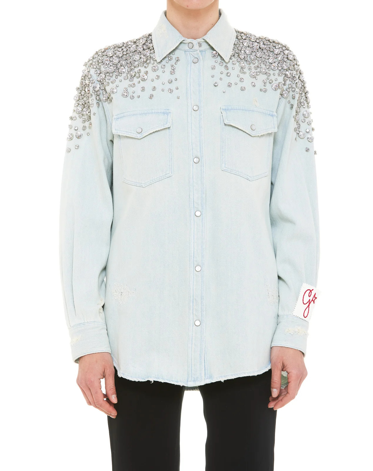 Golden Goose Deluxe Brand Embellished Denim Blouse | Cettire Global