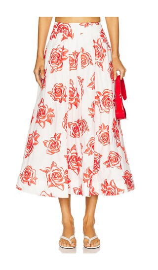Juliet Rose Midi Skirt in Red & White | Revolve Clothing (Global)