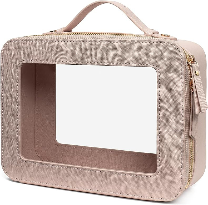 LETGO Clear Makeup Bags, TSA Approved Toiletry Bag with Zipper, Clear Makeup Organizer Large Fit Carry-on Travel Essentials,Clear Cosmetic Bags for Women Men (Large-Nude) | Amazon (US)