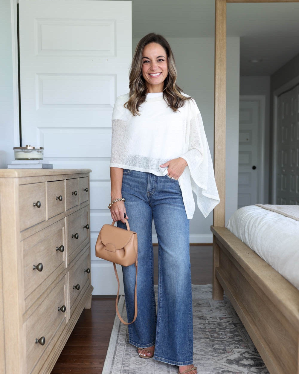 A few date night outfit ideas for petites with jeans! 

Outfit 1:
Madewell Perfect Vintage Wide Leg jeans: petite 24 - 10 3/8” rise 28” inseam 
T-shirt (Old Navy): xs 
Poncho (Free People) 
Bag (Polene Un Nano)
Heels (LOFT): tts

Outfit 2:
Cropped trench coat (Aritzia): xxs
Jeans (J.Crew Factory): 24 standard (26.5” inseam) they also come in petite (24.5” inseam) 
Bag (Quince)
Tank top (J.Crew Factory): xxs
Shoes (Steve Madden): true to size. If between sizes go up 1/2 size.

Outfit 3:
Jeans (Madewell): petite 24 / 10 3/8” rise 28” inseam (this exact wash is a little longer than 28” more like 28.5”) 
Top (Abercrombie): xxs
Heels: tts

Petite fashion, date night outfits, casual fall outfit ideas

#LTKgrwm #LTKPetite #LTKSaleAlert