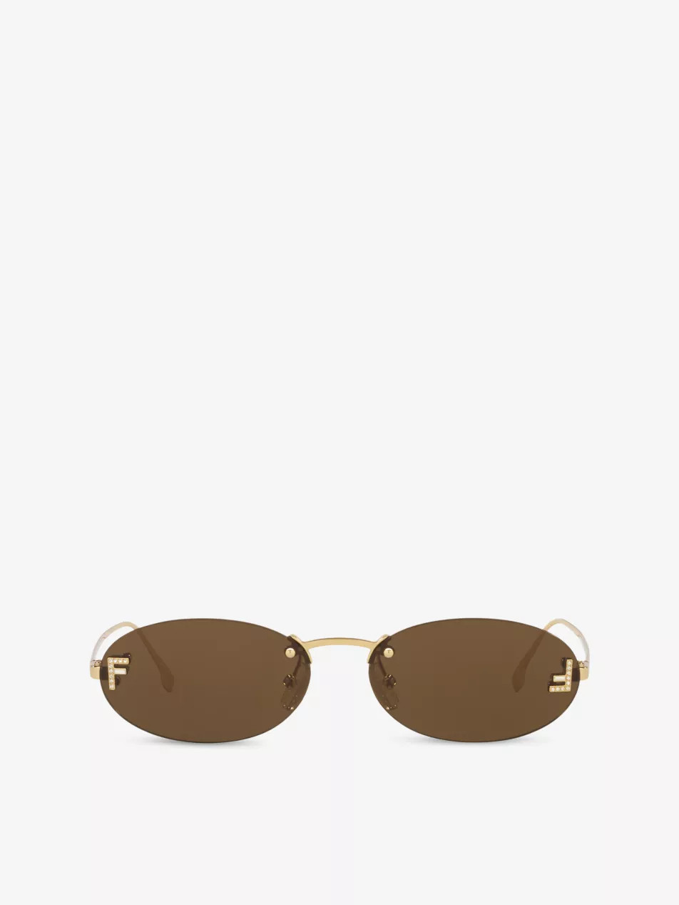 FE4075US Oval-Frame Metal Sunglasses | Selfridges
